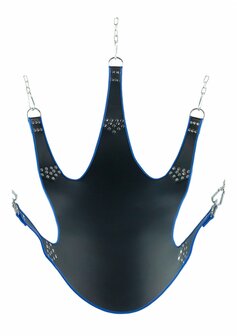 Leren Draagband met Blauwe Bies 5 Punten