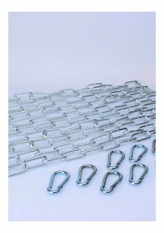 KIT 5 X 120 cm Grote Schakelketting + 10 Karabijnhaken