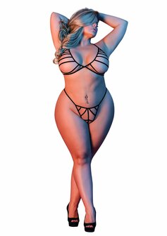 BH &amp; G-String Set met Bandjes - XXL Queen Size