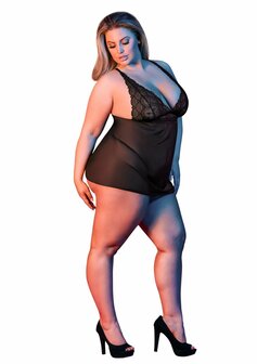 Babydoll met Open Rug en G-String Set - XXL Queen Size