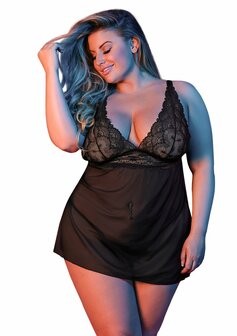 Babydoll met Open Rug en G-String Set - XXL Queen Size