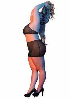 Polka Dot Mesh Halter &amp; Rok Set - XXL Queen Size