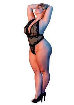 Diepe Inkijk Halter Teddy - XXL Queen Size