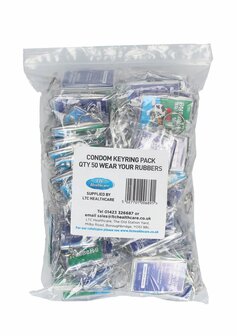 EXS Key Rings &#039;Wear Your Rubbers&#039; - Condoms - 50 Pieces