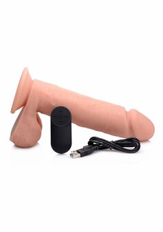 Vibrerende Afstandsbedienbare Siliconen Dildo met Ballen - 23 cm