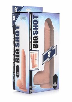 Draaiende en Vibrerende Vloeibare Siliconen Dildo met Ballen - 23 cm