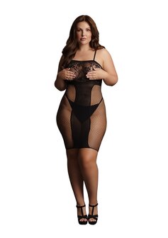 Knielengte Jurk Van Kant en Visnet - Plus Size OSX