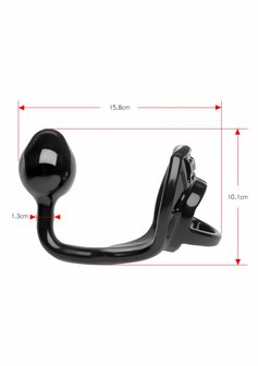 Armour Tug Lock - Cockring met Ball Strap en Butt Plug