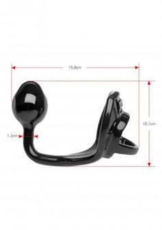 Armour Tug Lock - Cockring met Ball Strap en Butt Plug