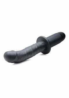 The Large Realistic - Silicone Vibrator with Handle - Black