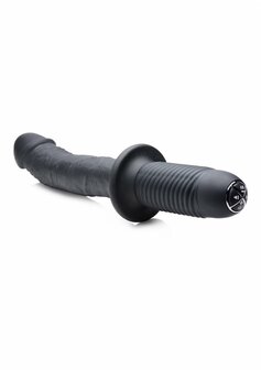 The Large Realistic - Silicone Vibrator with Handle - Black