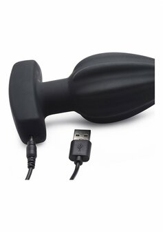 Ribbed Vibrating Anal Plug with Remote Control