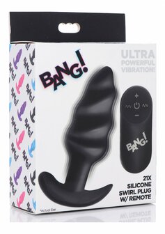 Vibrating Silicone Swirl Butt Plug with Remote Control