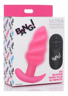 Vibrating Silicone Swirl Butt Plug with Remote Control