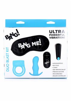 Duo Blast Kit - Cockring, Butt Plug, Bullet Vibrator and Blindfold