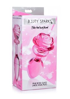 Pink Rose - Glass Butt Plug - Large