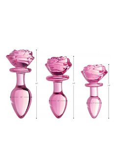 Pink Rose - Glass Butt Plug - Medium