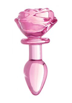 Pink Rose - Glass Butt Plug - Small