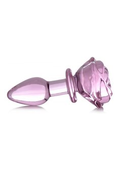 Pink Rose - Glass Butt Plug - Small