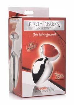 Rode Jaspis Hart - Butt Plug - Groot