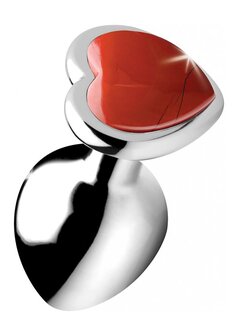 Rode Jaspis Hart - Butt Plug - Medium