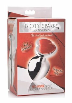 Rode Jaspis Hart - Butt Plug - Medium