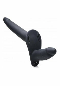 Pegger Beginner - Vibrerende Dubbele Dildo + Harnas