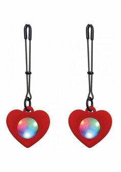 Light Up - Silicone Heart Tweezers Nipple Clamps