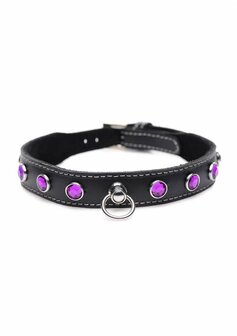 Royal Vixen - Leren Halsband met Strass
