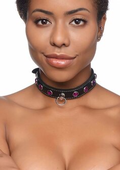 Royal Vixen - Leren Halsband met Strass