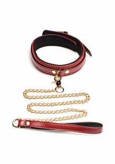 6-Delige Bordeauxrode Bondageset met Manchetten, Halsband en Riem