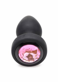 Siliconen Vibrerende Roze Edelsteen - Butt Plug met Afstandsbediening - Klein
