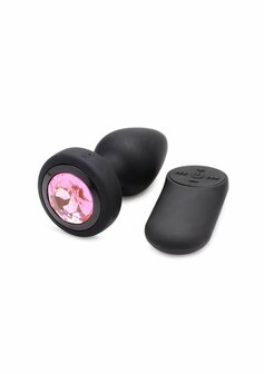 Siliconen Vibrerende Roze Edelsteen - Butt Plug met Afstandsbediening - Klein
