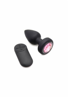 Siliconen Vibrerende Roze Edelsteen - Butt Plug met Afstandsbediening - Klein