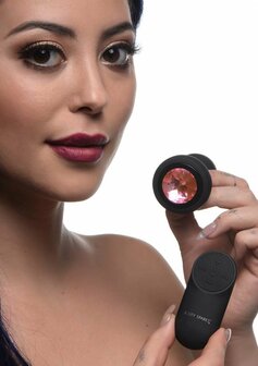 Siliconen Vibrerende Roze Edelsteen - Butt Plug met Afstandsbediening - Klein