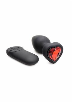 Siliconen Vibrerende Rood Hart - Butt Plug met Afstandsbediening - Klein