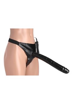 Vibrating Tower of Power Dildo Strap-On - Black