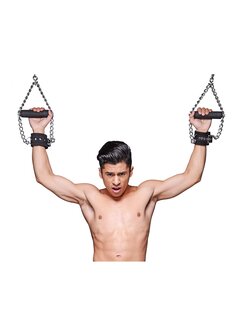 Fur Lined Nubuck Leather Suspension Cuffs with Grip