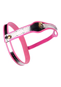 Stainless Steel Adjustable Female Chastity Belt - Pink
