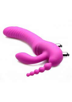 Regal Rider - Driedubbele Vibrerende Siliconen Strapless Strap-On