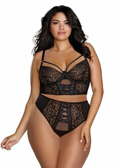 Bustier van Stretch Mesh &amp; Stretch Galloonkant - XL 1XL