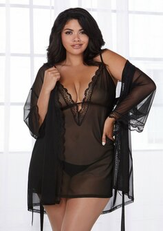 Set van Stretch Mesh Nachthemd en Badjas - XL 1XL