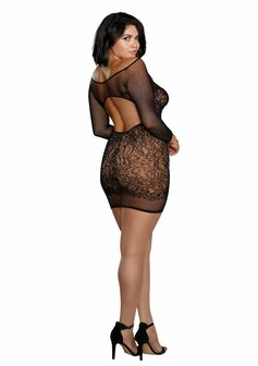 Naadloos Visnet &amp; Kanten Nachthemd - Plus Size Queen Size