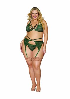 3-Delige Set van Metallic Kant voor Dames - Plus Size OSQ