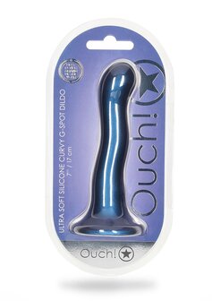 Ultra Soft Curvy G-Spot Dildo - 7&#039;&#039; / 17 cm - Metallic Blue