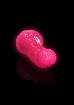 Slim Dildo Suction Cup - GitD - 6&#039;&#039; / 15,5 cm - Neon Pink