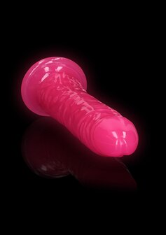 Slim Dildo Suction Cup - GitD - 9&#039;&#039; / 22,5 cm - Neon Pink