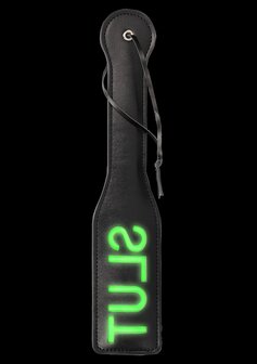 &#039;Slut&#039;&#039; Paddle - Glow in the Dark - Black/Neon Green