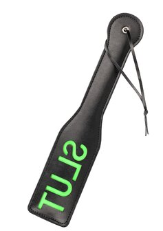 &#039;Slut&#039;&#039; Paddle - Glow in the Dark - Black/Neon Green