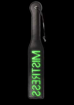 &#039;Mistress&#039;&#039; Paddle - Glow in the Dark - Black/Neon Green